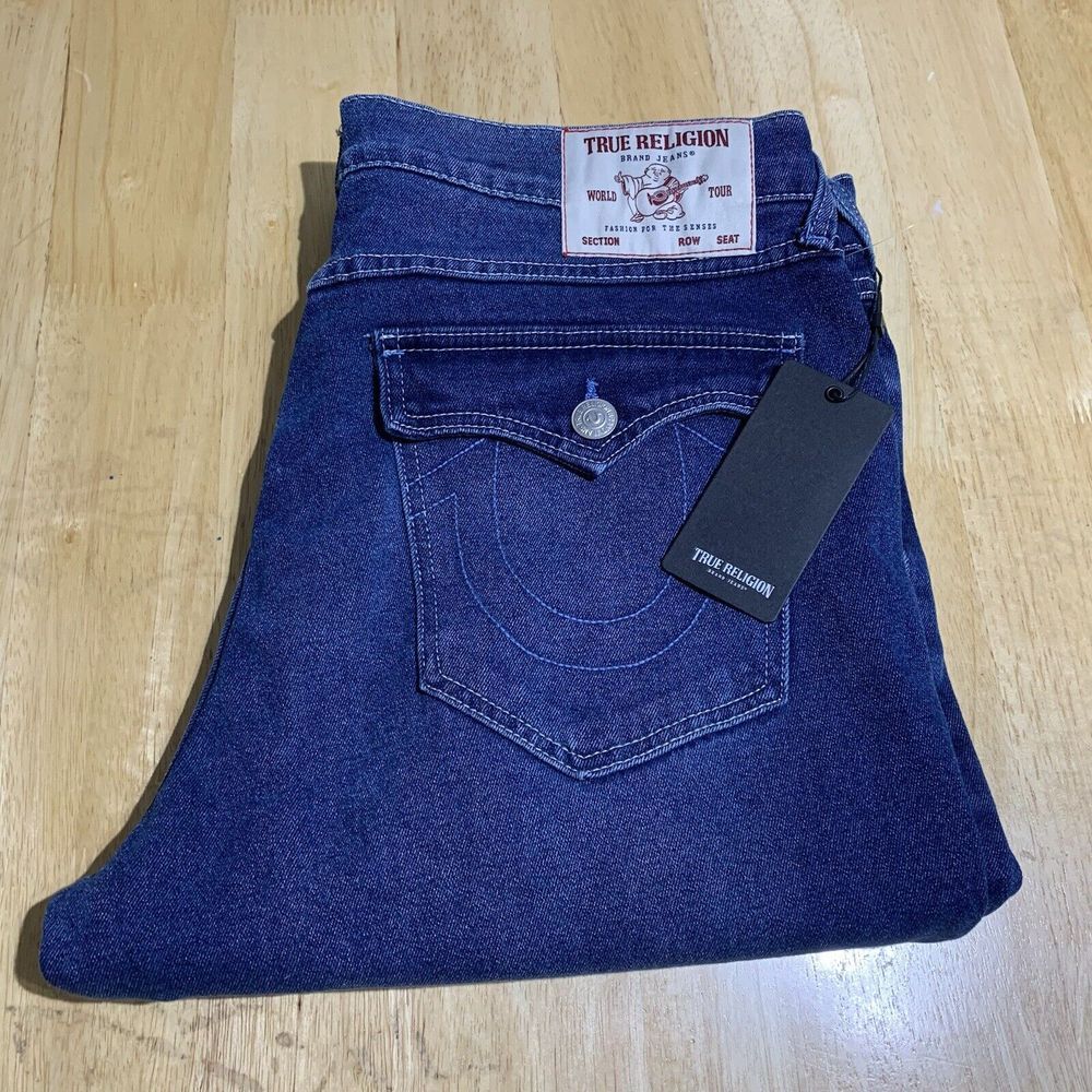 True Religion Jeans Men's‎ W34X32L Geno SN Flap Relaxed Slim  Blue NEW